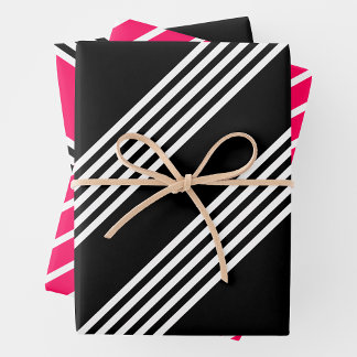 Roze, Zwart & Wit Inpakpapier Vel