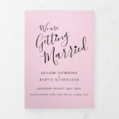 Roze, zwart wit klein hartje trouw all-in-one drieluik uitnodiging (Cover)