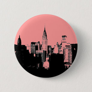 Roze, Zwart & Wit New York City Pinback Button