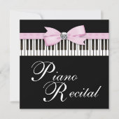 Roze Zwart-wit Piano Sleutels Overweging Uitnodigi Kaart (Voorkant)
