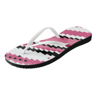 roze zwart-wit pixelkunst teenslippers