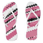 roze zwart-wit pixelkunst teenslippers (Voetbed)
