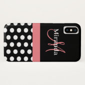 Roze zwart-wit pols-monogram Case-Mate iPhone case (Achterkant (horizontaal))