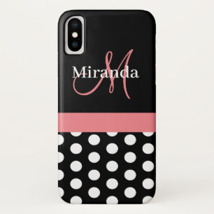 Roze zwart-wit pols-monogram iPhone x hoesje