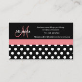 Roze zwart-wit pols-monogram visitekaartje (Achterkant)