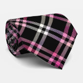 Roze zwart wit speldenpatroon stropdas (Opgerold)