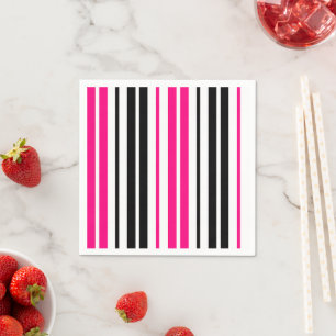 Roze Zwart Wit Strepen Patroon Ontwerp Servet