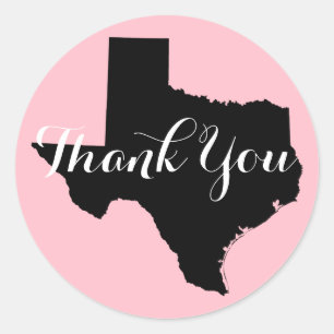 Roze Zwart-wit Texas Bruiloft Dank u Ronde Sticker