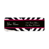 ROZE ZWART WIT ZEBRA BONT MONOGRAM ETIKET (Voorkant)