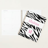 Roze Zwart Wit Zebra Dier Trendy Monogram Planner (Display)