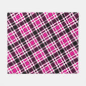 Roze Zwart Witte Flanel Tartan Patroon Ontwerp  Fleece Deken (Voorkant (Horizontaal))