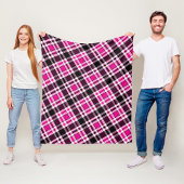 Roze Zwart Witte Flanel Tartan Patroon Ontwerp  Fleece Deken