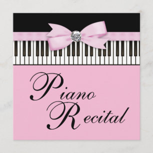 Roze Zwart Witte Pianotoetsen Uitnodiging voor Rec