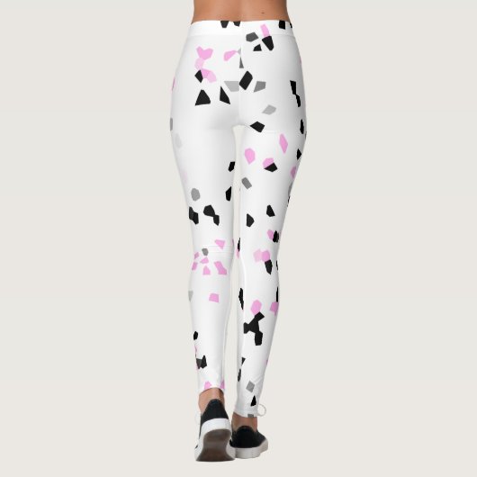 Roze Zwart Witte Vlekken Schattige Leggings (Achterkant)
