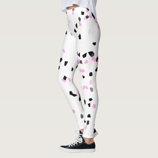 Roze Zwart Witte Vlekken Schattige Leggings (Links)
