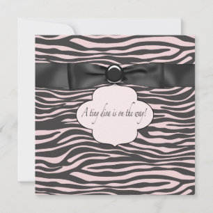 Roze Zwart Zebra Baby Meisje Shower Kaart
