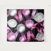 Roze Zwart Zilveren Glitter Ballonnen Party Achter Wandkleed (Voorkant (horizontaal))