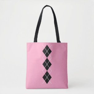 Roze Zwarte Argyle Totale Tas