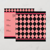 Roze Zwarte Argyle Uitnodiging (Voorkant / Achterkant)