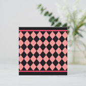 Roze Zwarte Argyle Uitnodiging (Staand voorkant)
