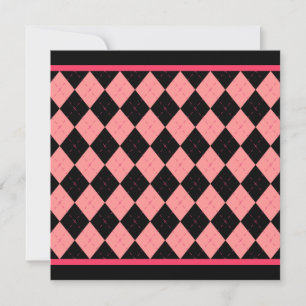 Roze Zwarte Argyle Uitnodiging