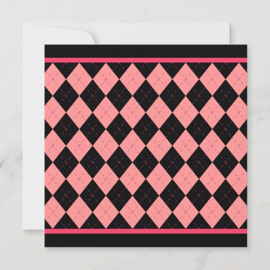 Roze Zwarte Argyle Uitnodiging (Voorkant)