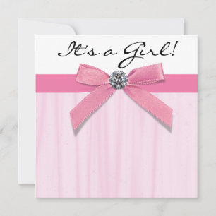 Roze Zwarte Baby Meisje Douche Kaart