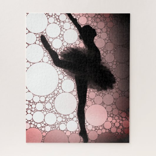 Roze zwarte balletdansende ballerina legpuzzel (Verticaal)