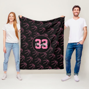 Roze zwarte basketballen patroon minimaal fleece deken
