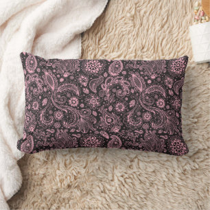 Roze zwarte batik boho stijl bloemmotief paisley p kussen
