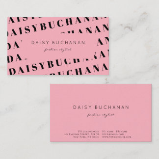 Roze zwarte belettering Trendy Modern Visitekaartj Visitekaartje