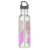 Roze zwarte bessen monogramnaam waterfles  (Achterkant)