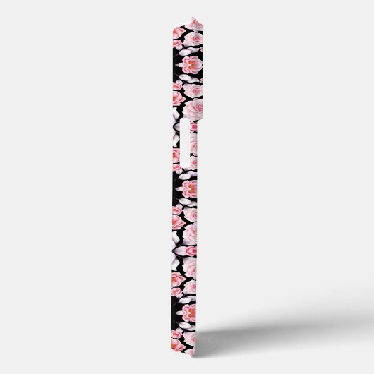 Roze zwarte bloem esthetisch aangepast monogram Case-Mate iPhone case (Achterkant / Rechts)