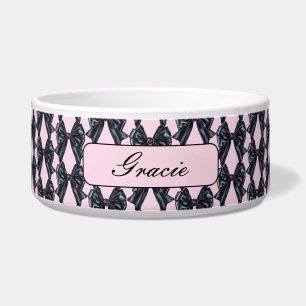 Roze Zwarte Boog Hond Voerbakje