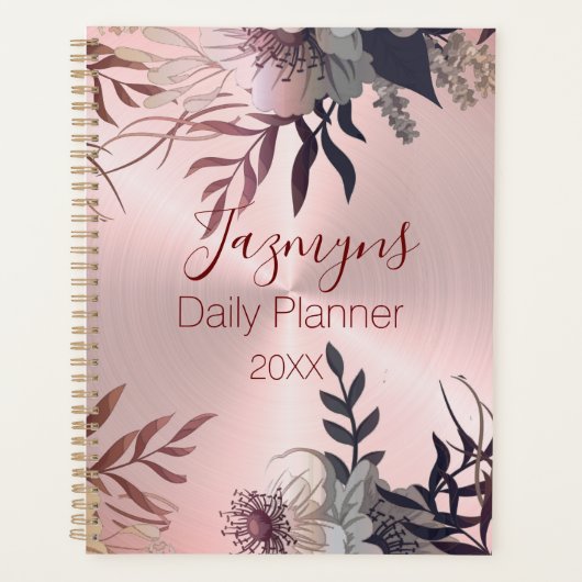 Roze zwarte botanische, speciaal voor de dag gesch planner (Voorkant)