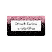 Roze Zwarte bruiloft Glitter en Sparkle Etiket (Voorkant)