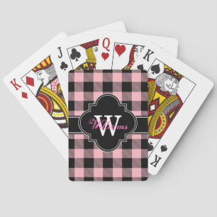 Roze zwarte buffelplaat Aangelegd Tartan 1IQN Pokerkaarten