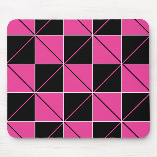 Roze & Zwarte Checkerboard Argyle Muismat (Voorkant)