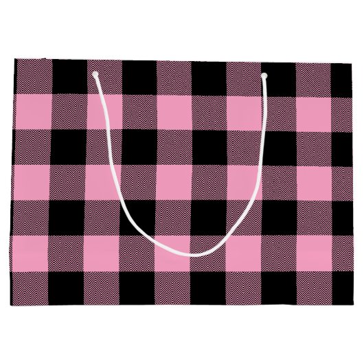 Roze zwarte Chevron Buffalo Pset Merry kerst Groot Cadeauzakje (Achterkant)