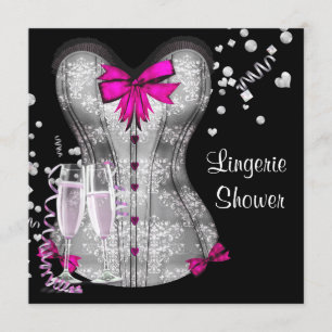 Roze zwarte corset Lingerie Vrijgezellenfeest Kaart
