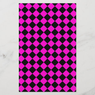 Roze Zwarte Diamant Harlekijn Schakelaarpatroon Briefpapier