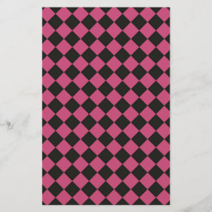 Roze Zwarte Diamant Harlekijn Schakelaarpatroon Briefpapier