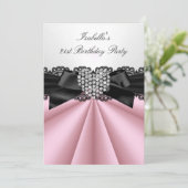  roze zwarte diamantfeest kaart (Staand voorkant)
