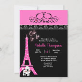 Roze zwarte Eiffeltoren Parijs, Birthday Kaart (Voorkant)