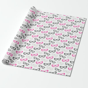 Roze, zwarte en grijze bril en as cadeaupapier