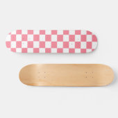 Roze zwarte en witte gecheckte skateboard deck (Horizontaal)