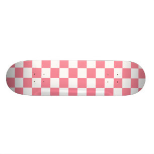 Roze zwarte en witte gecheckte skateboard deck