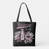 Roze, zwarte en witte glitter Cheerleader-ontwerp Draagtas (Achterkant)