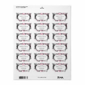 Roze, zwarte en witte grafische adresetiketten etiket (Full Sheet)