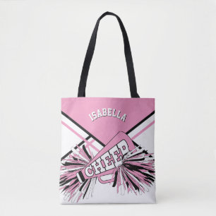 Roze, zwarte en witte vormgeving tote bag
